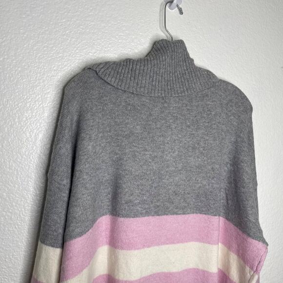 Marled Reunited Clothing Womens Sweater Size XL Cowl Neck Gray Striped Pullover - Picture 14 of 16